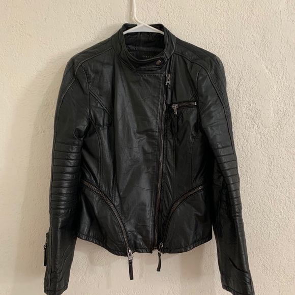 Zara leather moto jacket - Picture 1 of 5